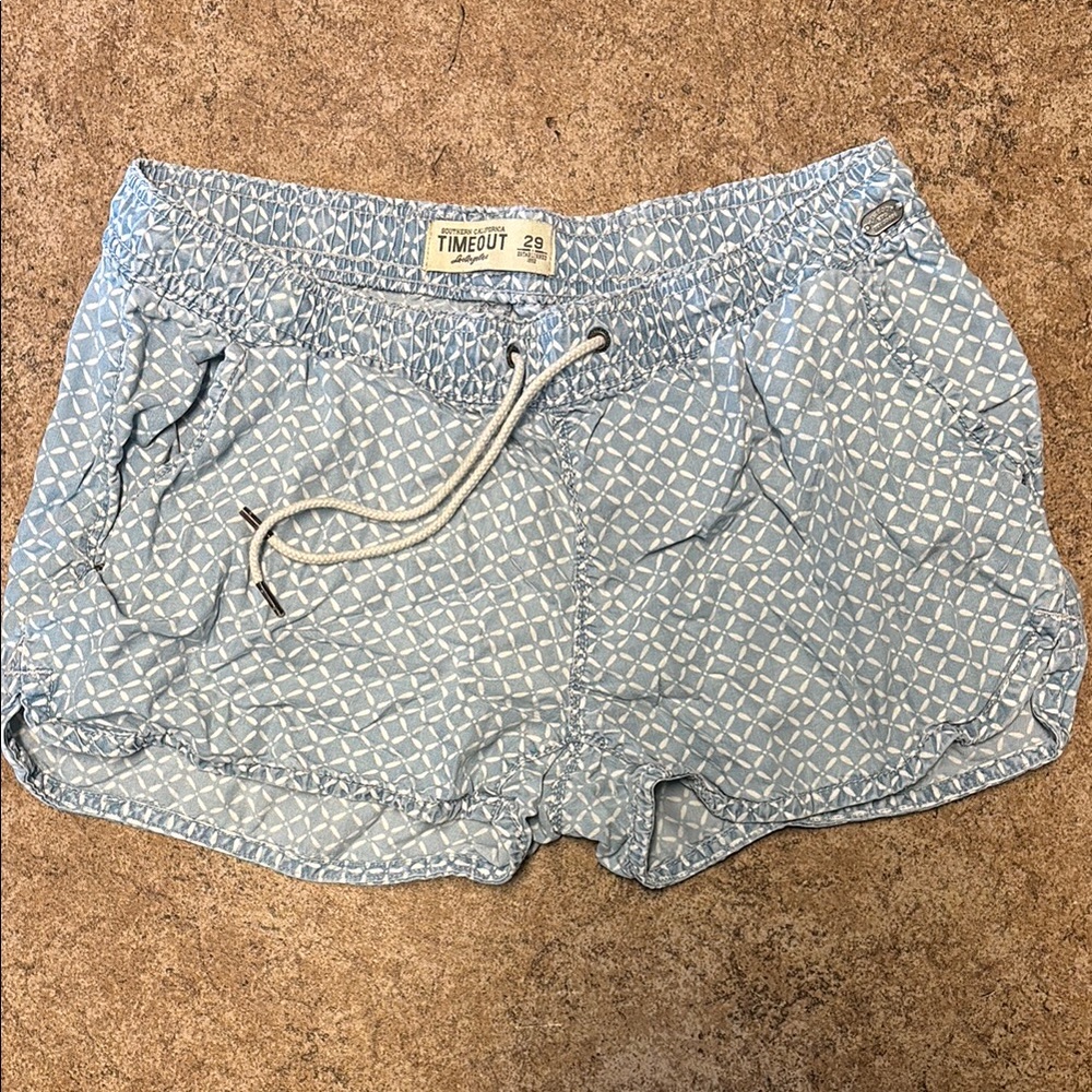 Women's Blue Patterned Shorts